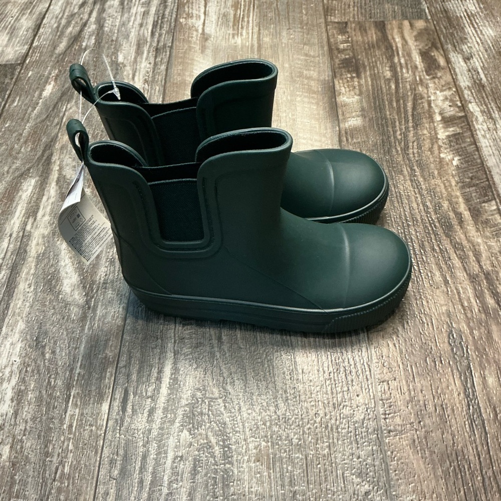 Kids Waterproof Chelsea Rain Boots in Dark Green Size 9/10 - Picture 7 of 16